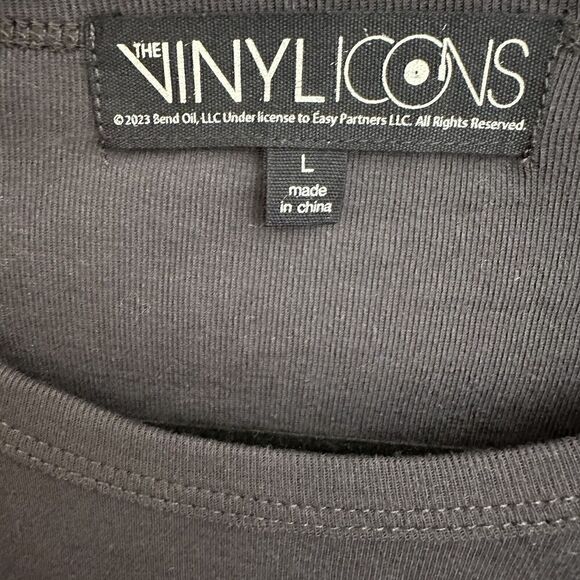 NEW Vinyl Icons Die Young Stay Pretty Graphic T-Shirt Top Women Gray Size Large - Picture 3 of 4